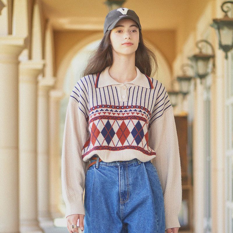 VITALSIGN(バイタルサイン)の「Argyle Knit Pullover (Oatmeal)(Tops)」