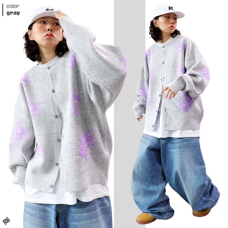 Oversized Vintage Flower Cardigan