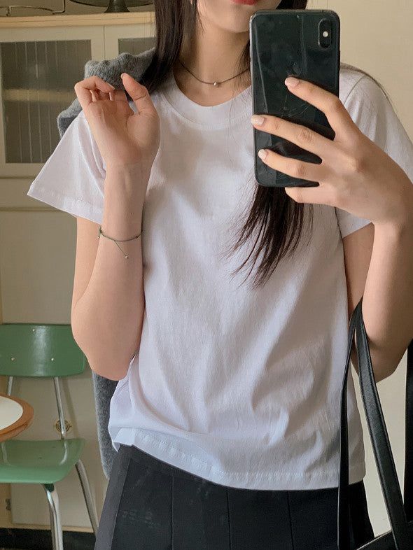 SHOPPERLAND(ショッパーランド)の「Basic Round Short Sleeve T-shirt (5color)(Tops)」