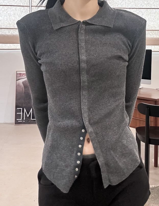 Snap cuffs collar knit