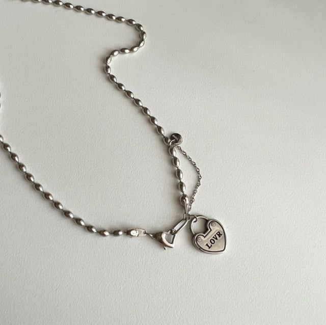 jalo Love Heart Lock Bold Chain Handmade Necklace