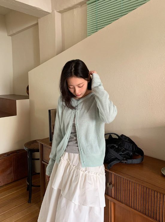 Wonne Color Round Knit Cardigan