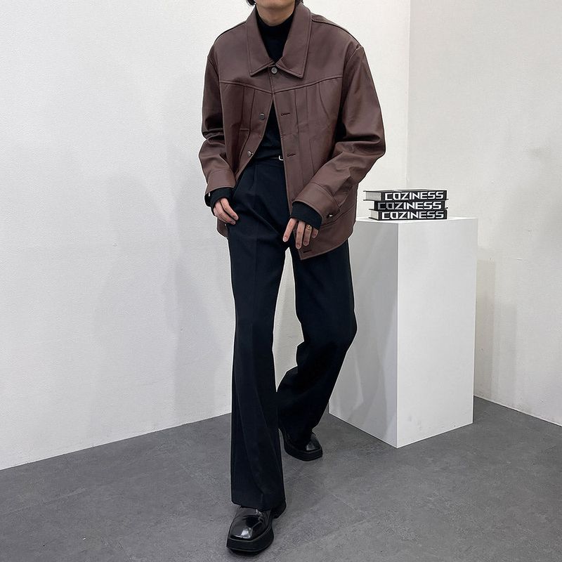EV leather pin tuck jacket (3 colors)