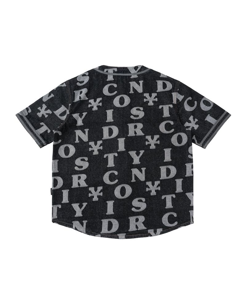 Letters Monogram Denim Jersey Shirt - Black