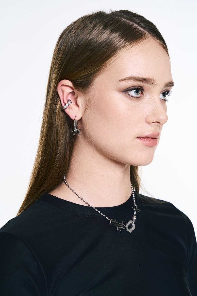 NO.557 [SILVER] STAR CUBIC SPRING EARCUFF