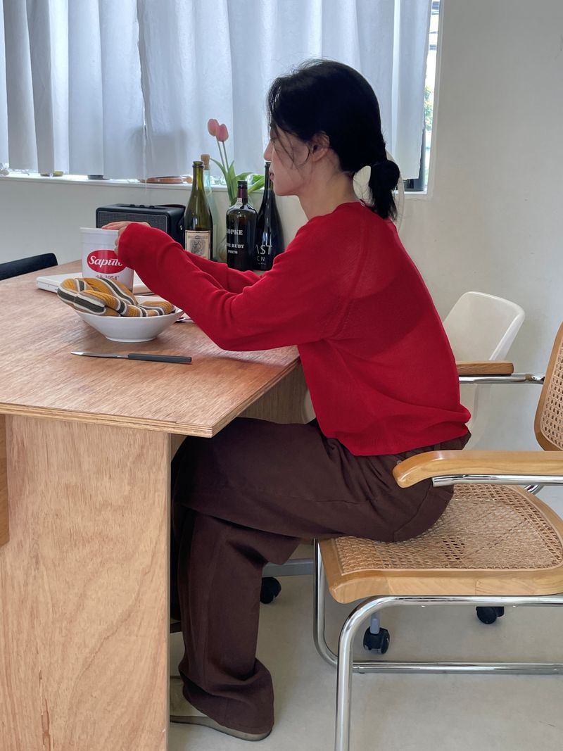 Twill wide cotton pants