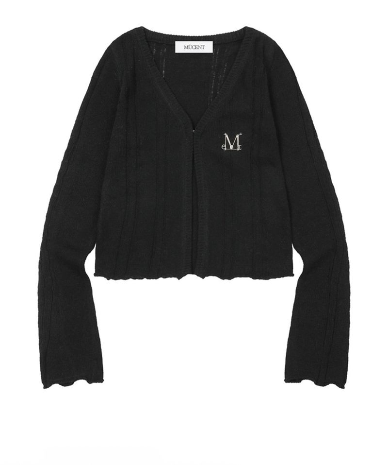 MUCENT（ムセント）の「ジェラメタルロゴソフトホックカーディガン(2COLOR)（トップス）」