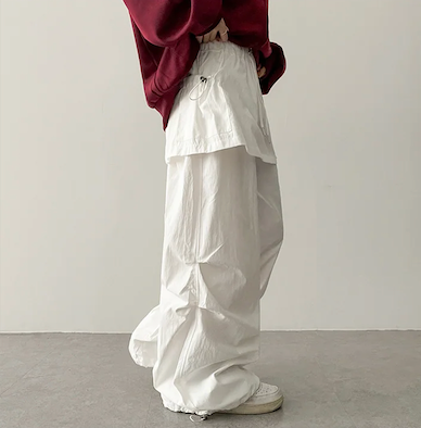 Log banding layered pocket skirt pants