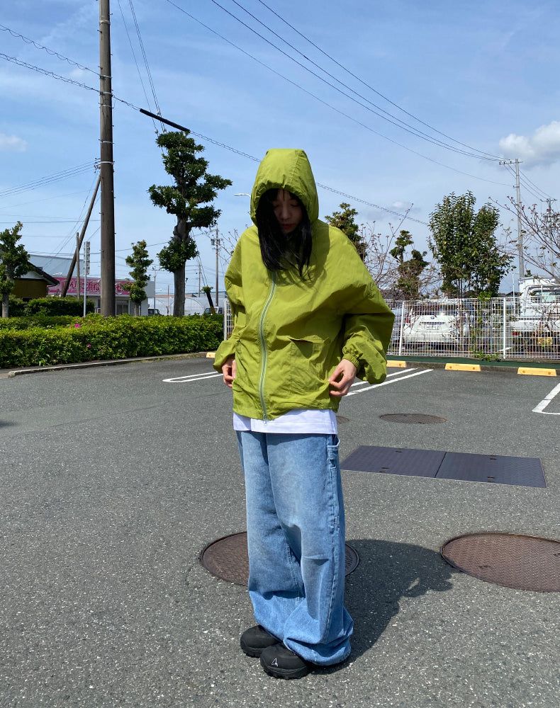 hoody nylon wind breaker (green)