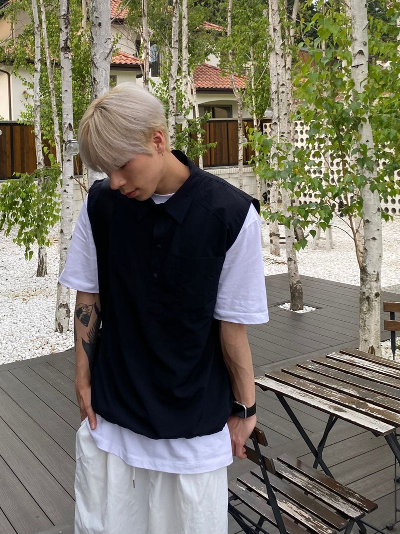 Half Open Nylon Shirt Vest 3C