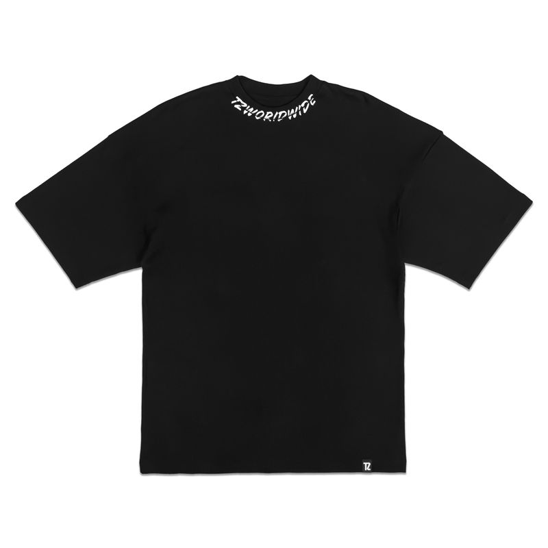 TZ NECKLINE SIGNATURE OVERSIZED TEE - BLACK