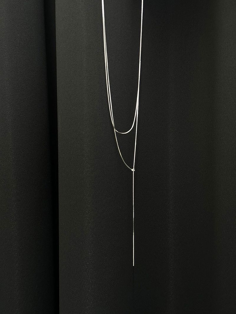 [925silver] Snake layered drop necklace