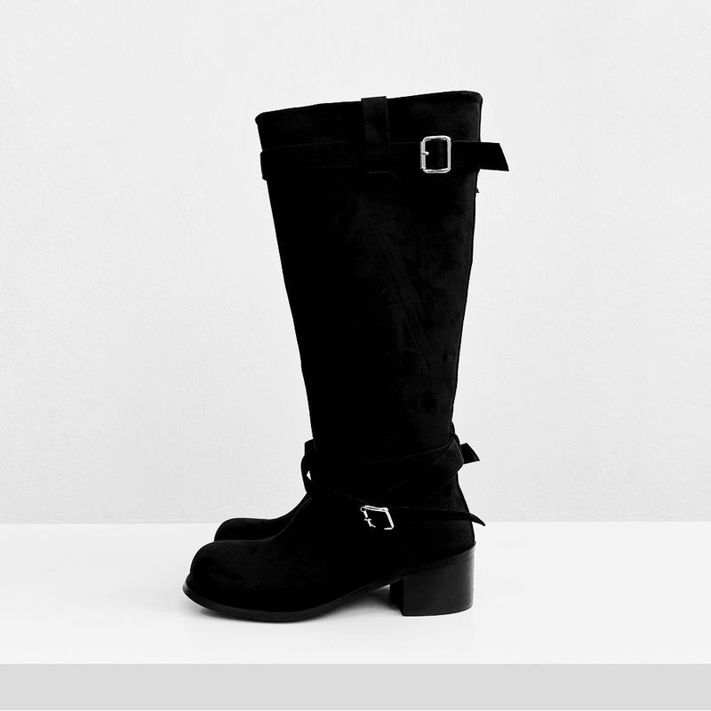 Demin Belt Suede Boots