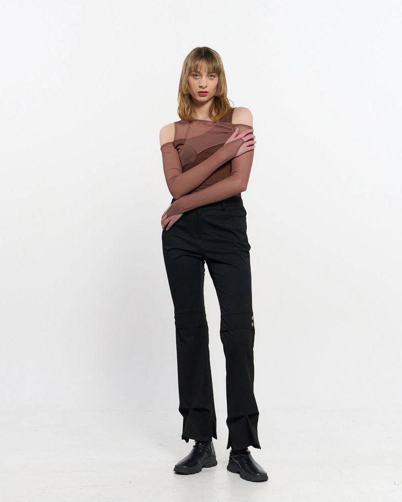 In&Out Knitted Top _  BROWN