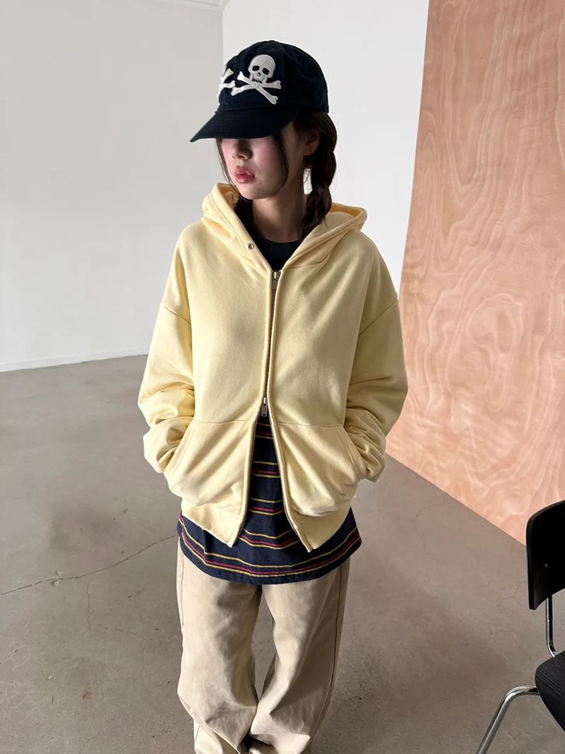 crop hood zip up