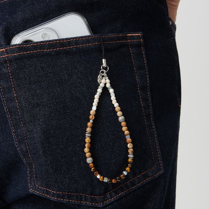 MINI BROWN MIXED PHONE STRAP KEY RING