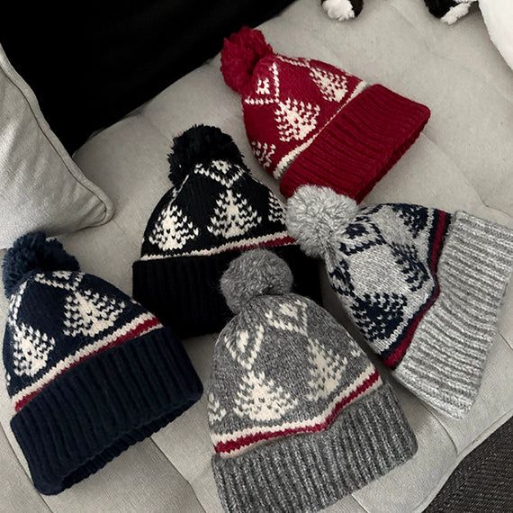 Christmas tree cherry beanie hat