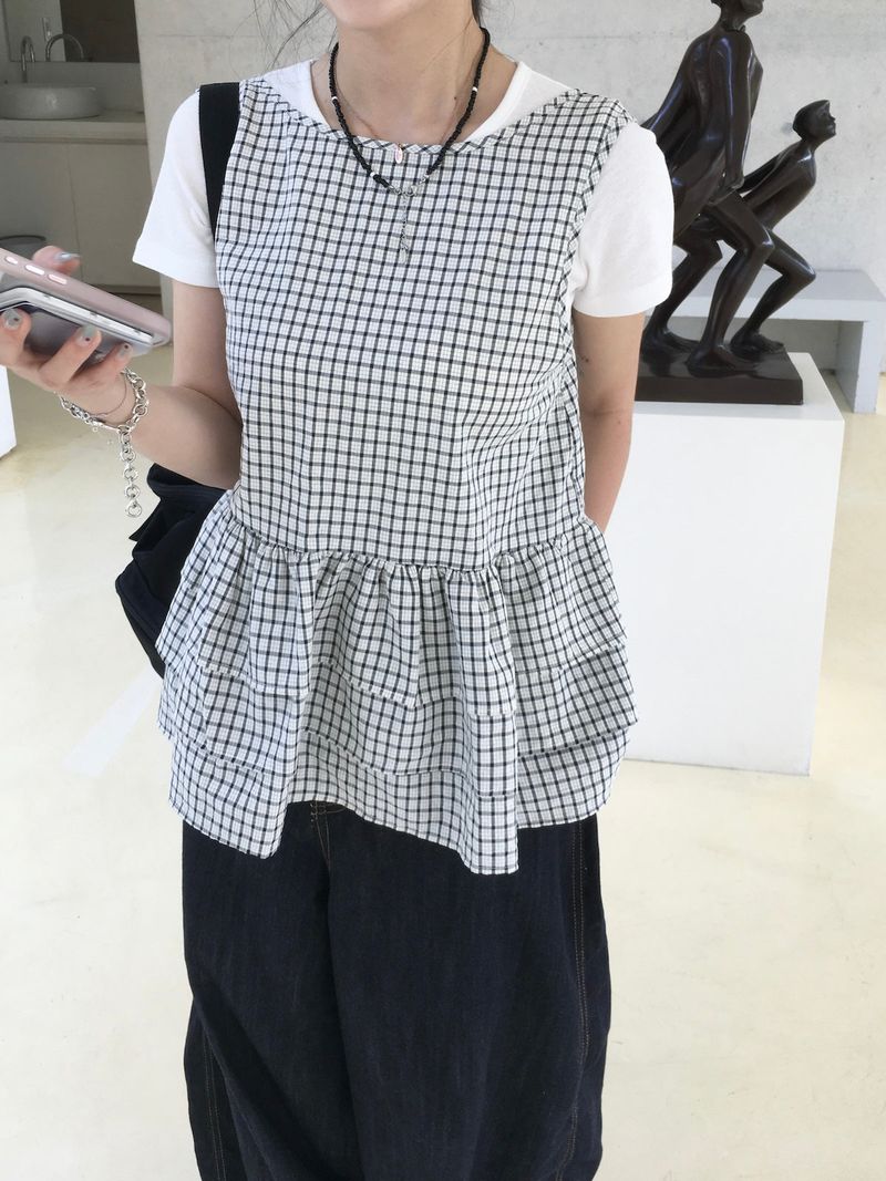 RITCORE(リットコア)の「Mori Check Frill 2-Way Blouse (2c)(Tops)」