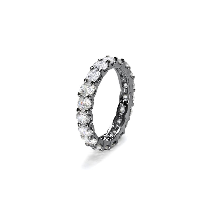 3.5MM Prong Setting Tennis Ring (black silver)