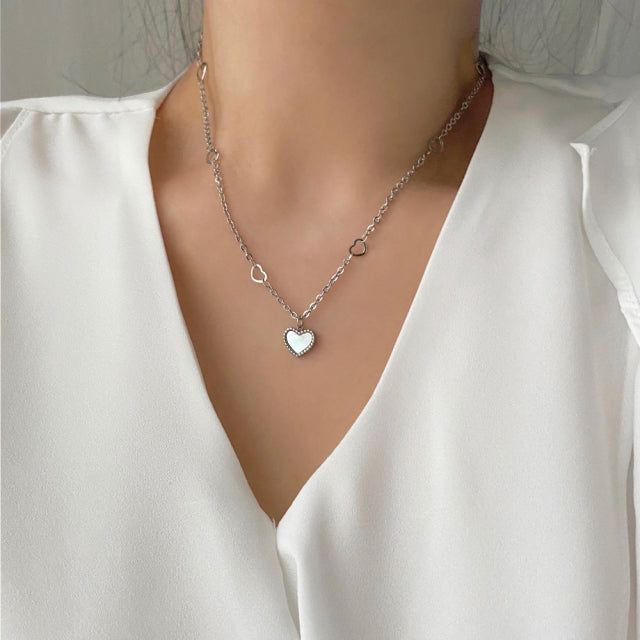 hhr Heart chain mother-of-pearl necklace