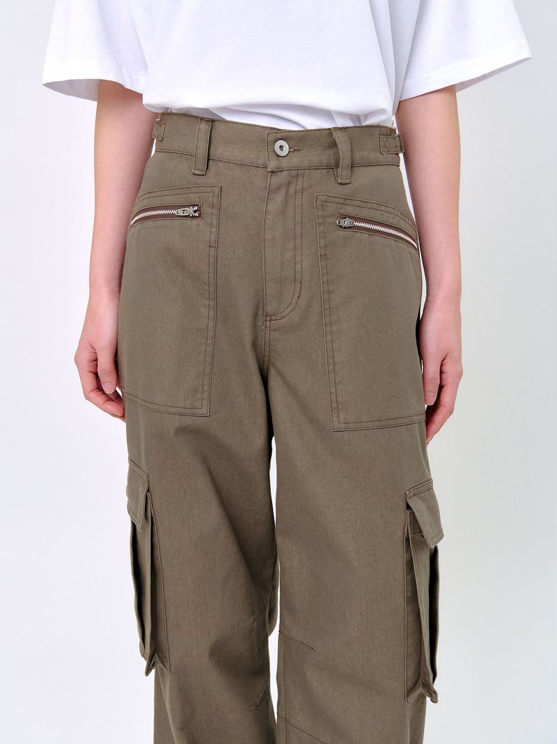 ZIP-POCKET CARGO PANTS_Brown