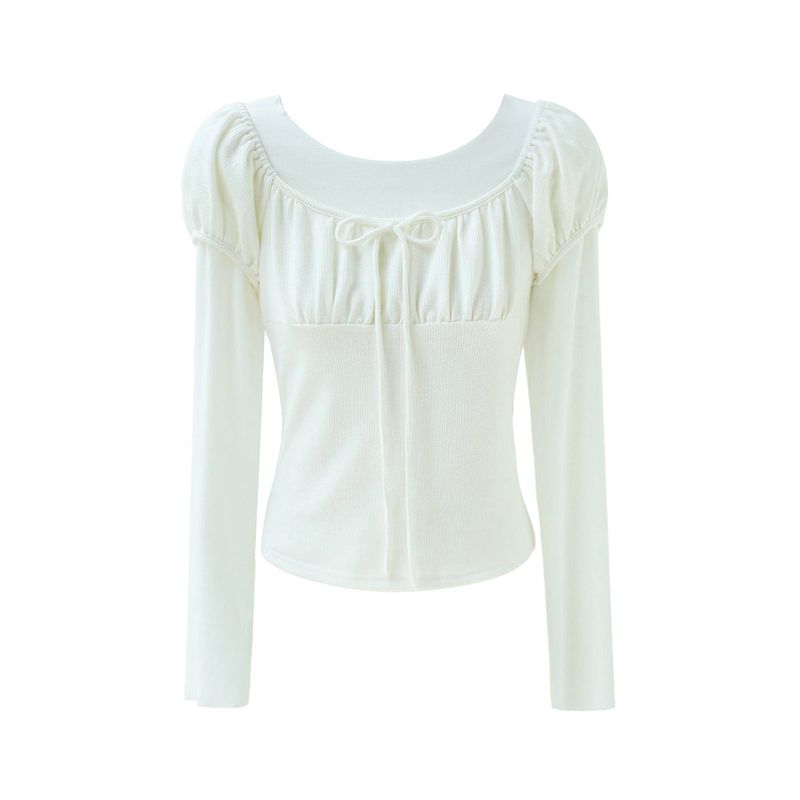 Lovely Contrast Shirring Point T-shirt 233103665