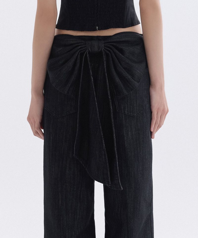 BACK NAVI RIBBON DENIM PANTS_TT6S405BK