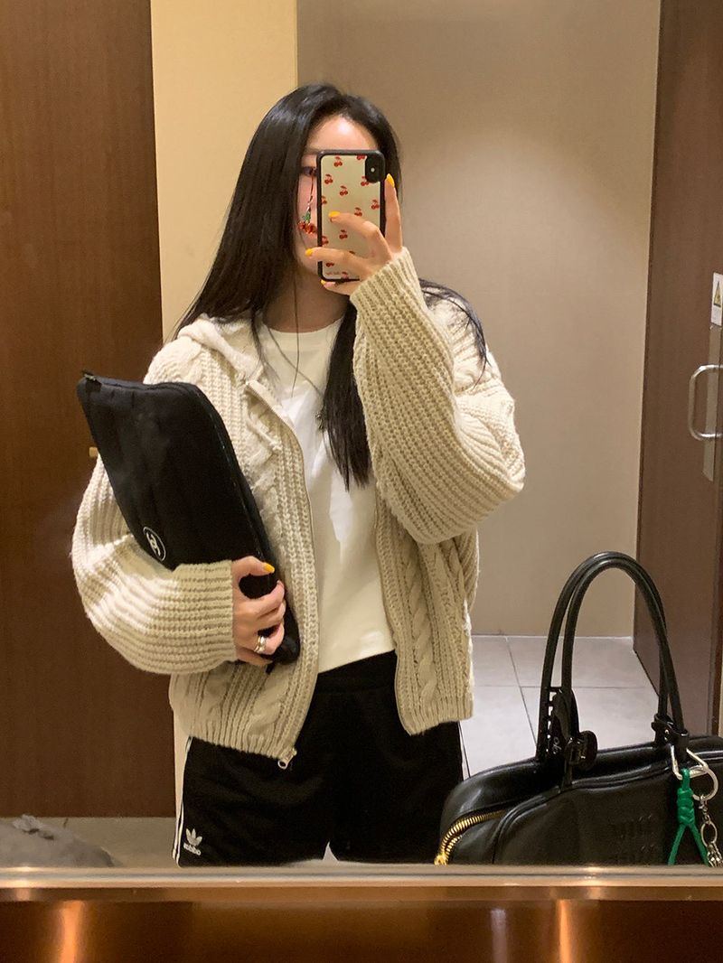 [MADE] Sorbet Twisted Knitted Hooded Cardigan