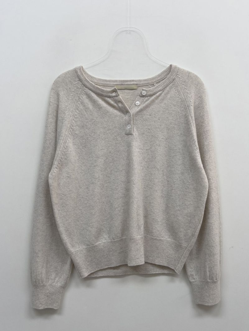 Cash Henley Neck Raglan Knit