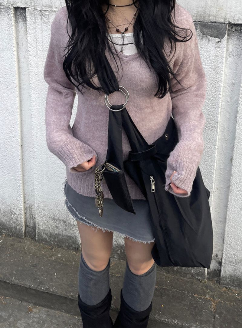 Basic alpaca v-neck knit