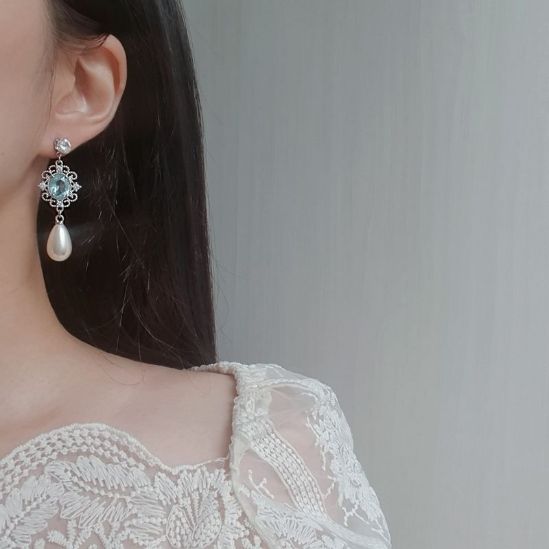 Aqua Jewel Princess Earring - Simple Version (ITZY Yeji Earring)