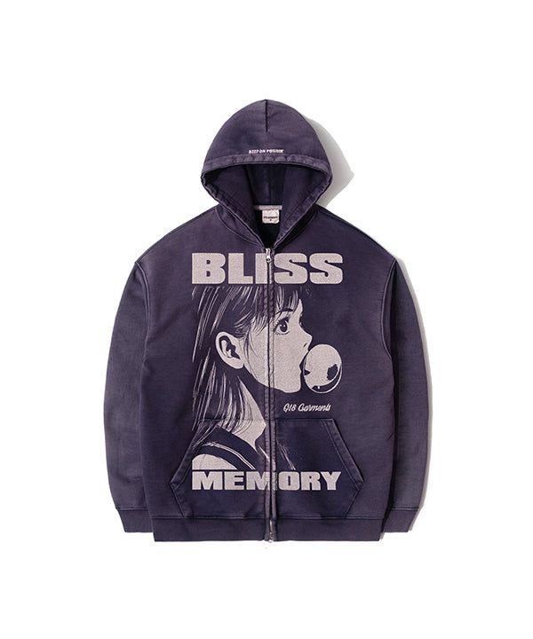 QT8 GARMENTS（キューティーエイトガーメント）の「OC Bliss Washed Zip-up hoodie (Navy)（Tops）」