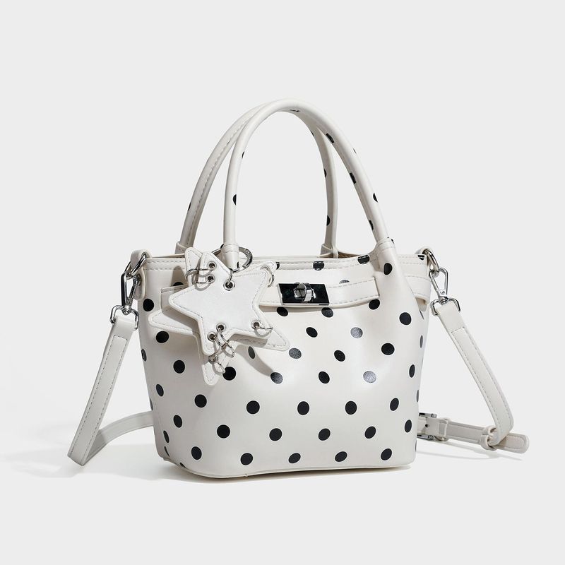 French Polka Dot Mini Basket Tote Bag