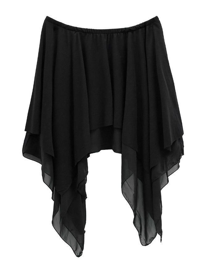 Roach chiffon unbalanced flare skirt