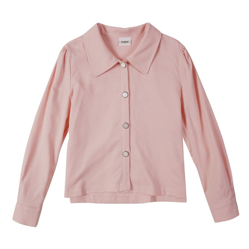 チェックパフシャツ / CHECK PUFF SHIRT_PINK