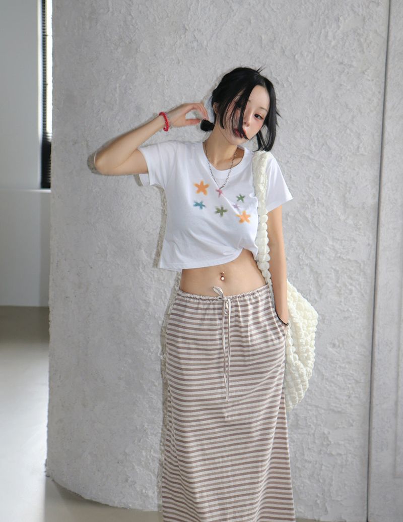 Stripe Juri Maxi Long Skirt