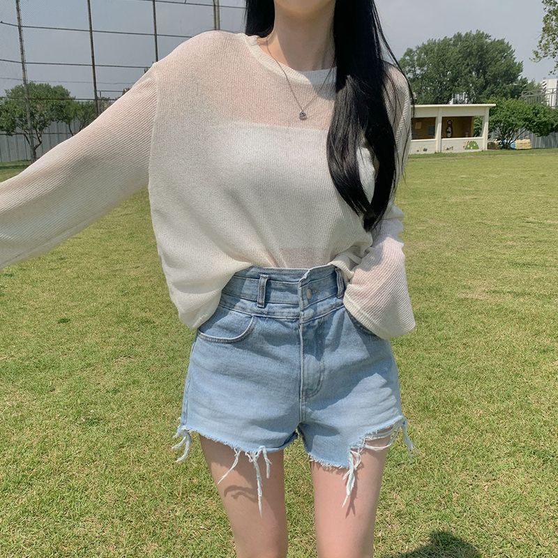 [Bellide made] See-through Bookle Linen Summer Knit T-shirt