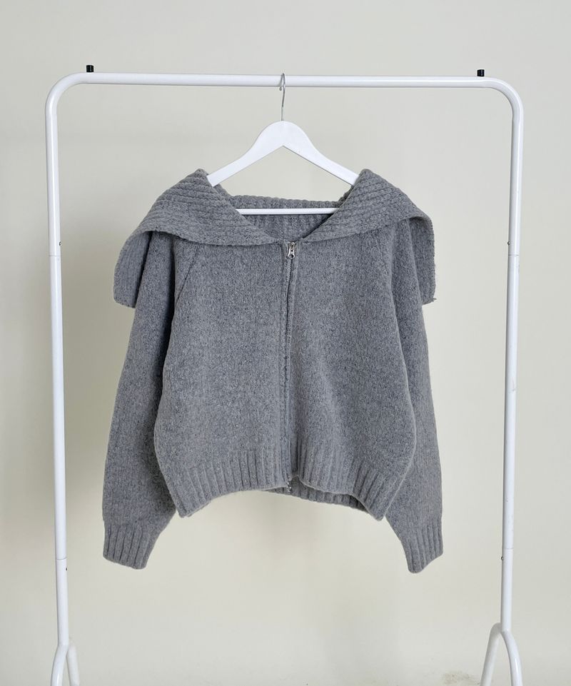 Square Sailor Collar Two-Way Knit Cardigan