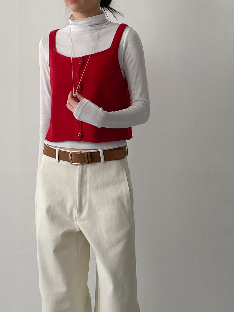 Wood Square Neck Knit Bustier