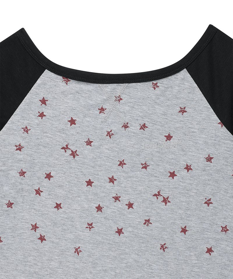 U NECK STAR RAGLAN LS TEE GREY(CV2GSFT553A)