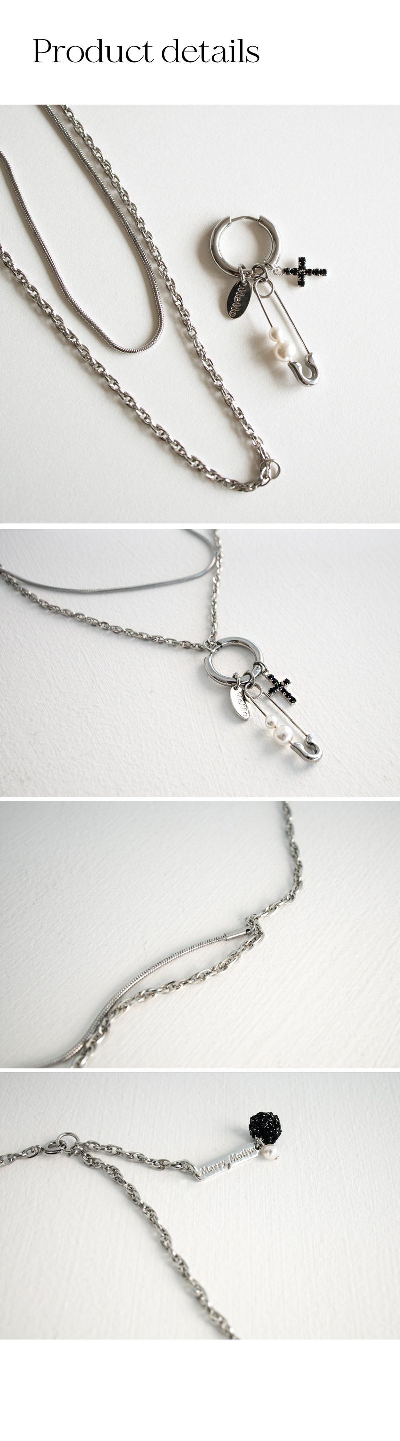[Unisex] 2 different texture chain layered necklace