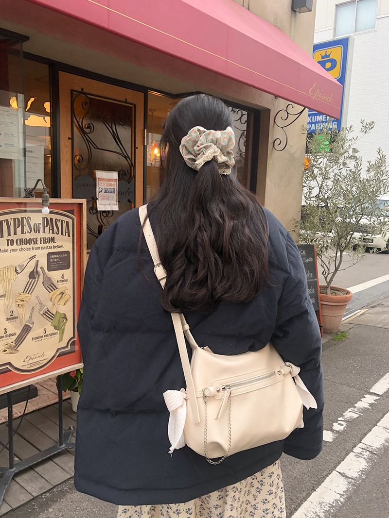 Belted ribbon bag_cream