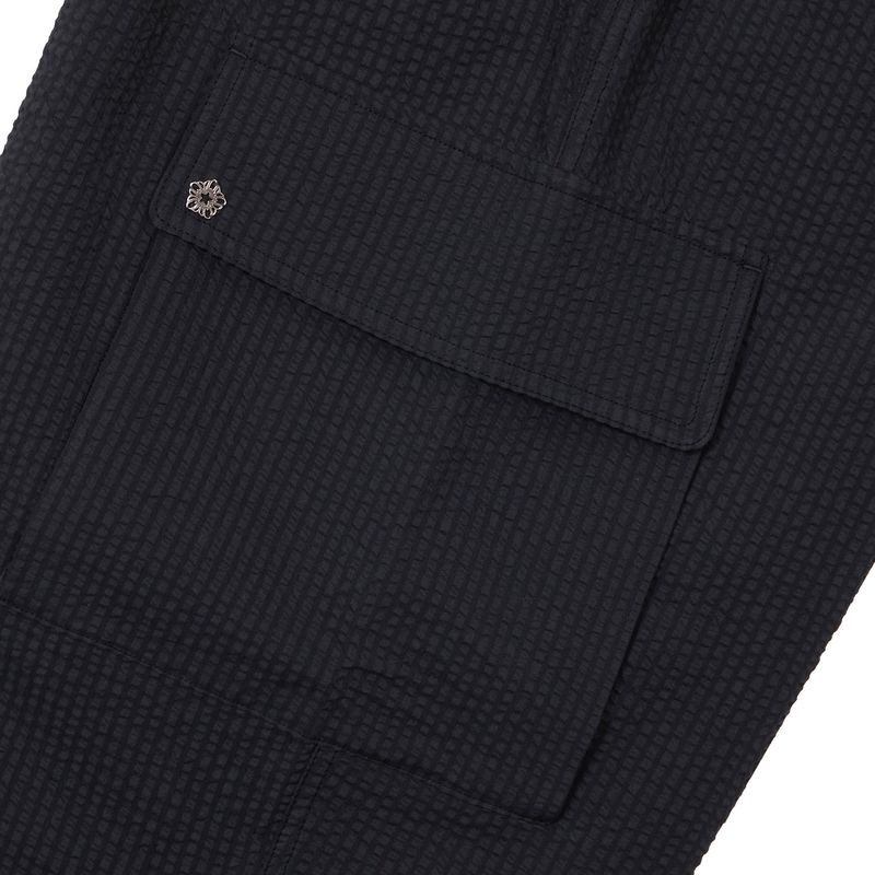 [ULKIN] Seersucker Cargo Parachute Pants_Charcoal