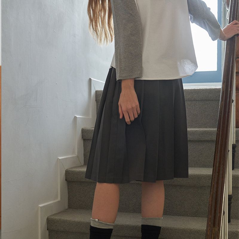Classic Soft Pleats Skirt_Charcoal