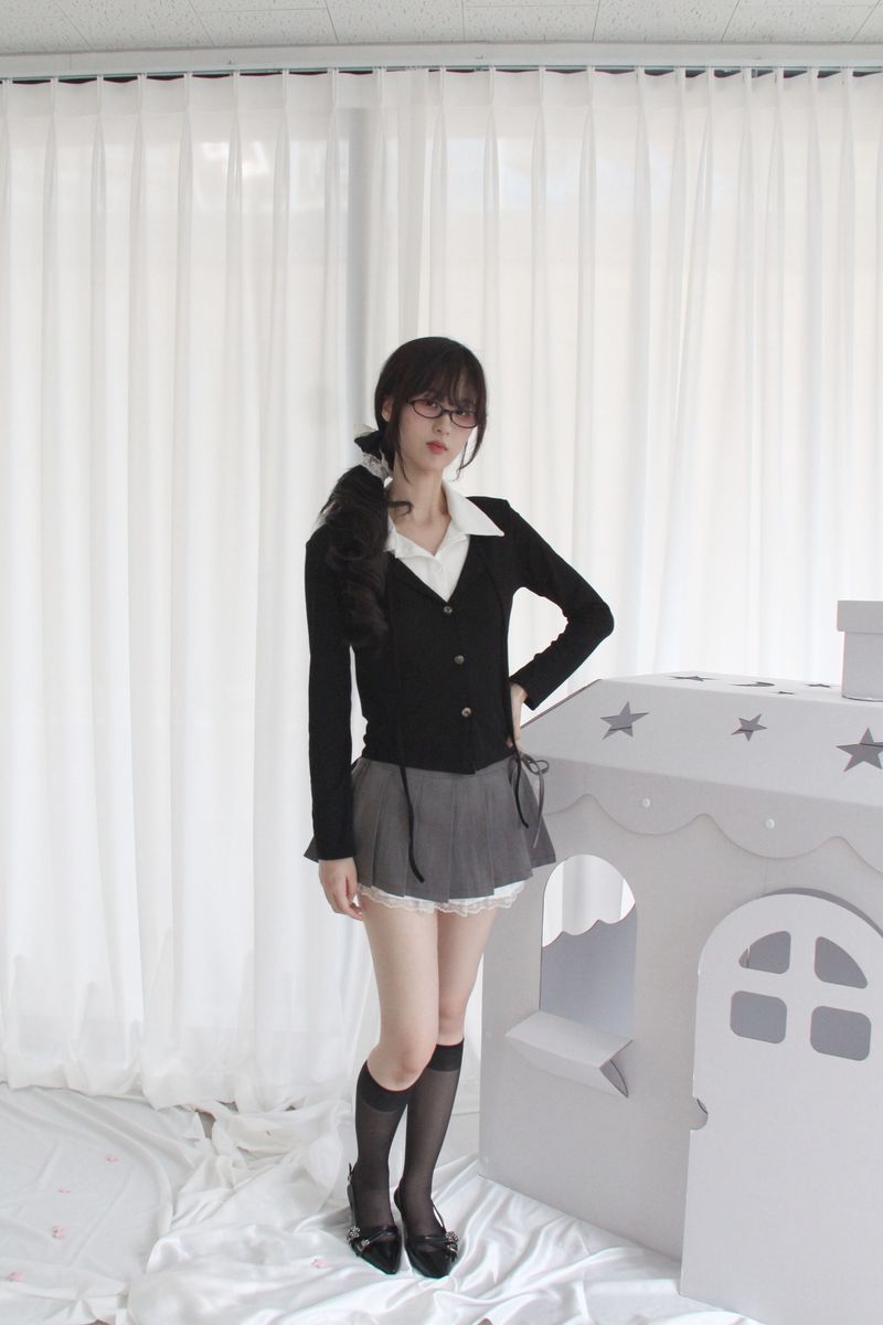 Layered Double Collar Cardigan T-shirt (2color)