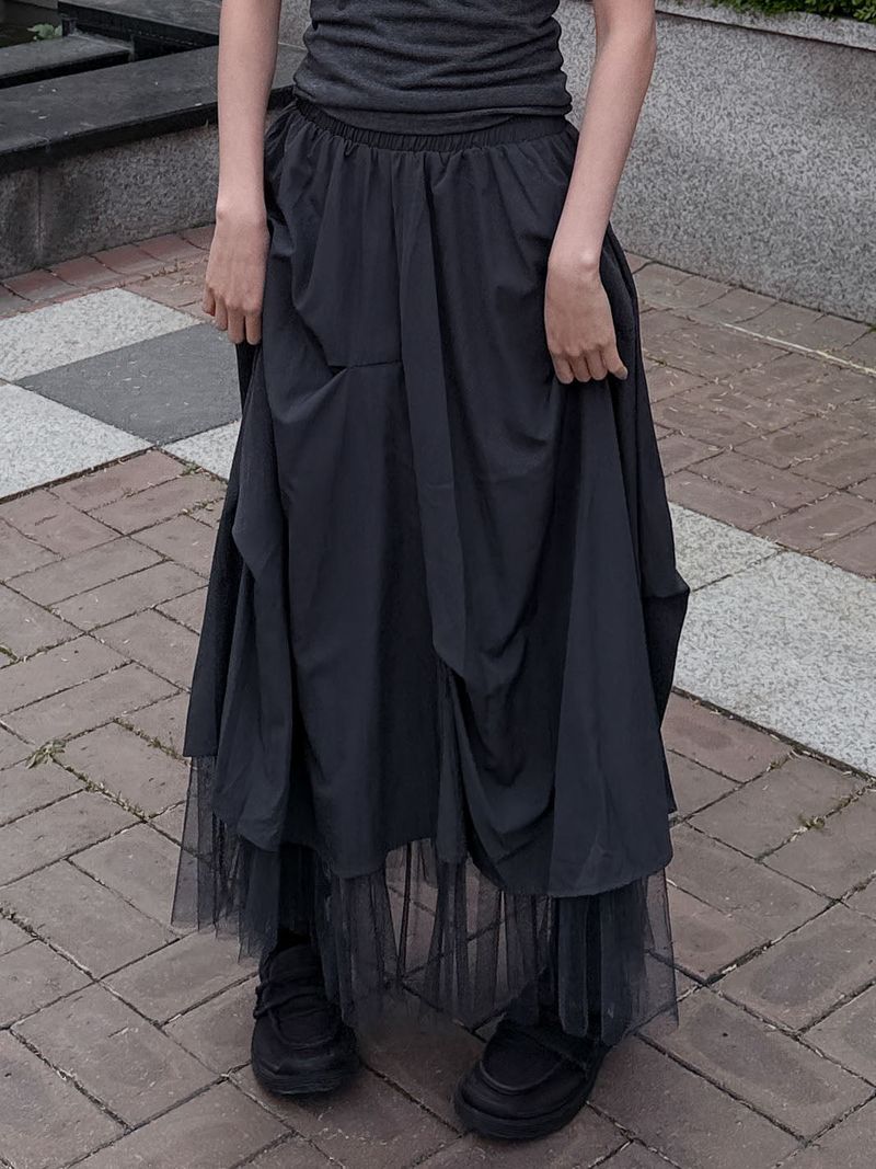 DOUBLE LAYERED MESH SKIRT