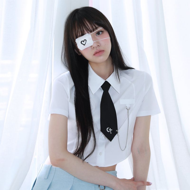 CLUT STUDIO（クラットスタジオ）の「0 1 necktie chain half shirt -WHITE（Tops）」