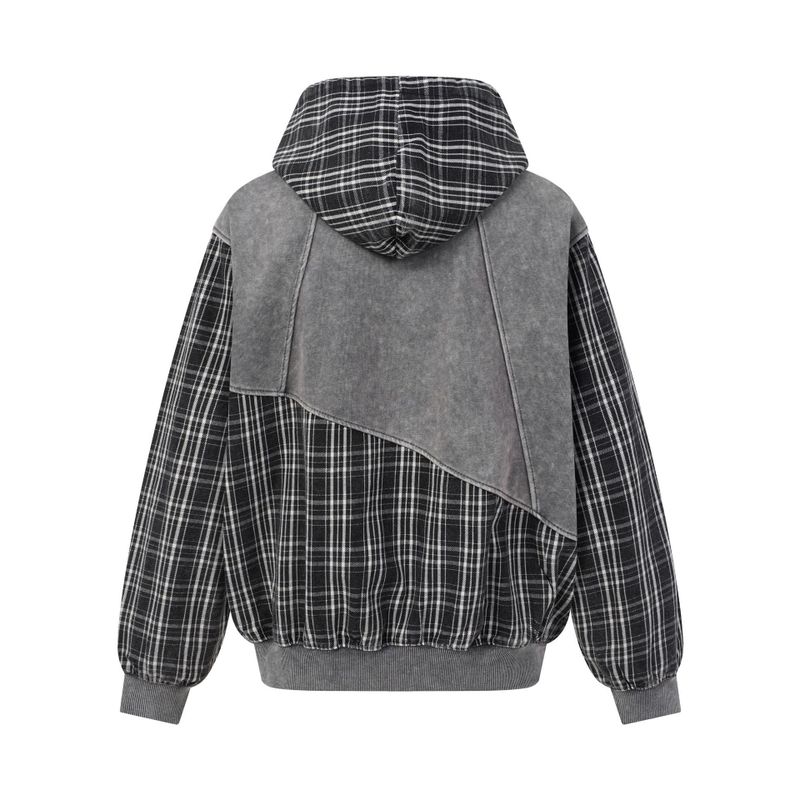 Viona Check Patch Zip Hoodie