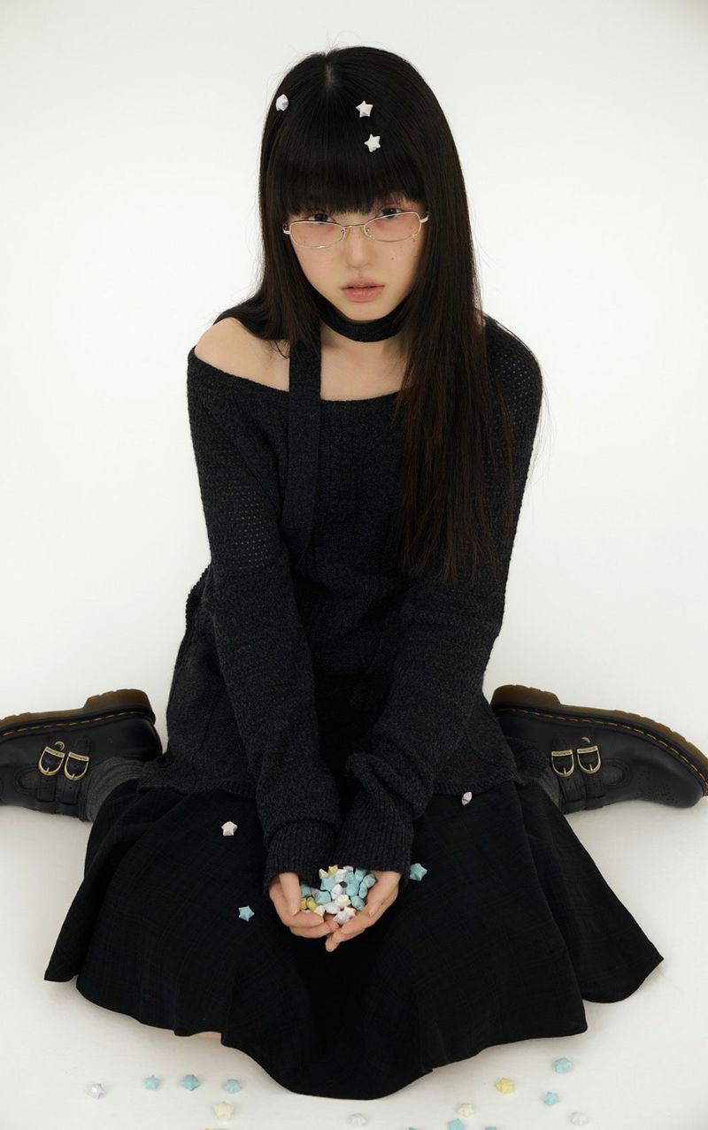 WAVY CHECK MIDI SK BLACK