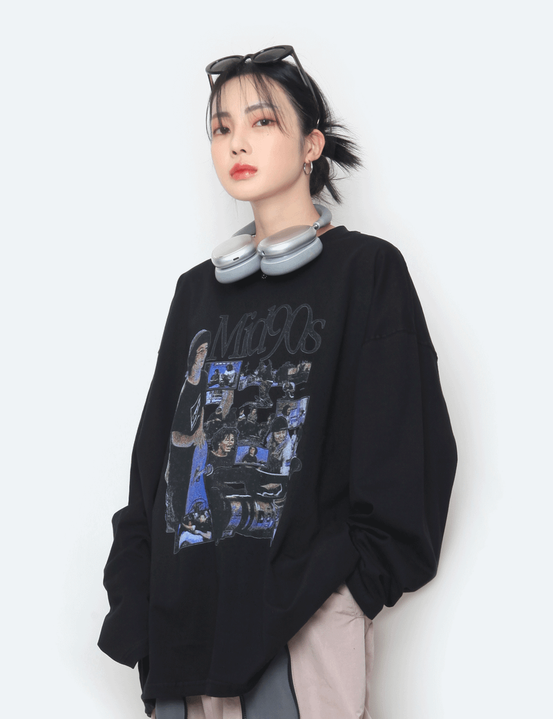 Mid-Nineties Printed Long-Sleeved T-Shirt